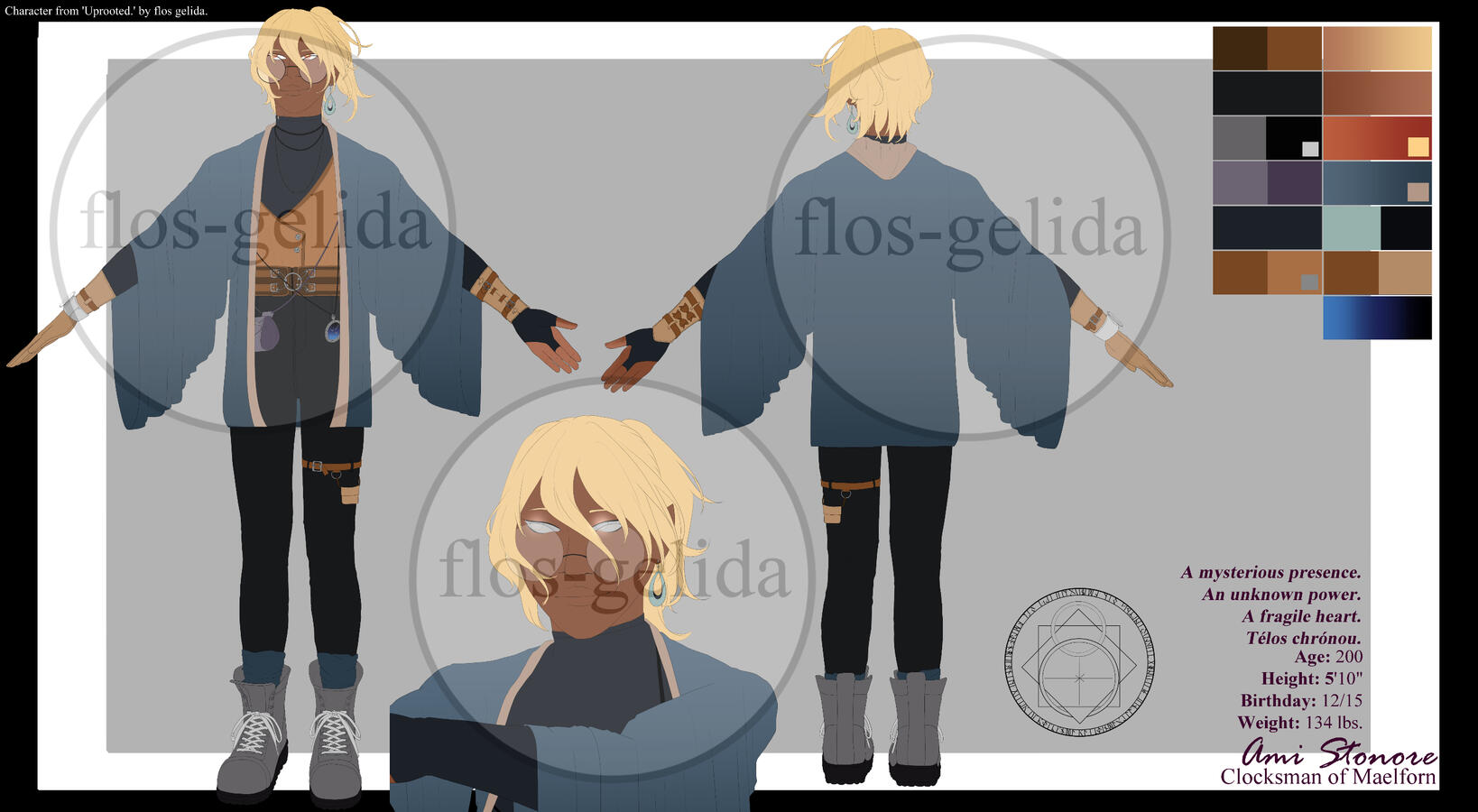 [Uprooted] Original Character Design Sheet: Ami Stonore. | Art and design by me.